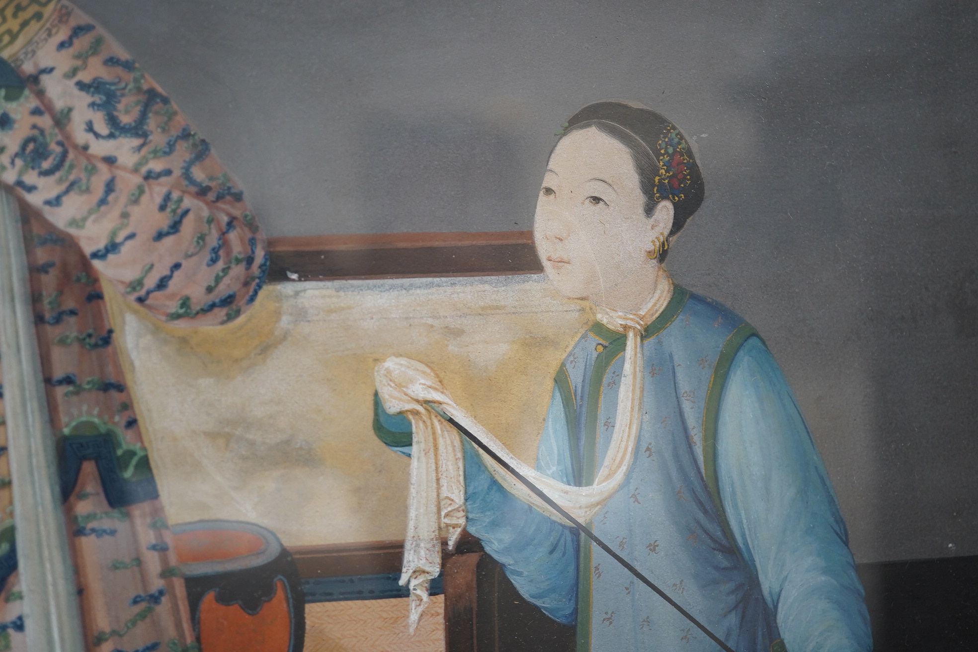 Chinese School, early 19th century, a pair of gouaches, interior scenes
